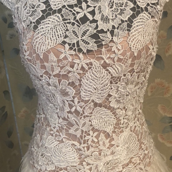 Jovani 171924  White A Line Mini Ostrich Feathers - Picture 9 of 13